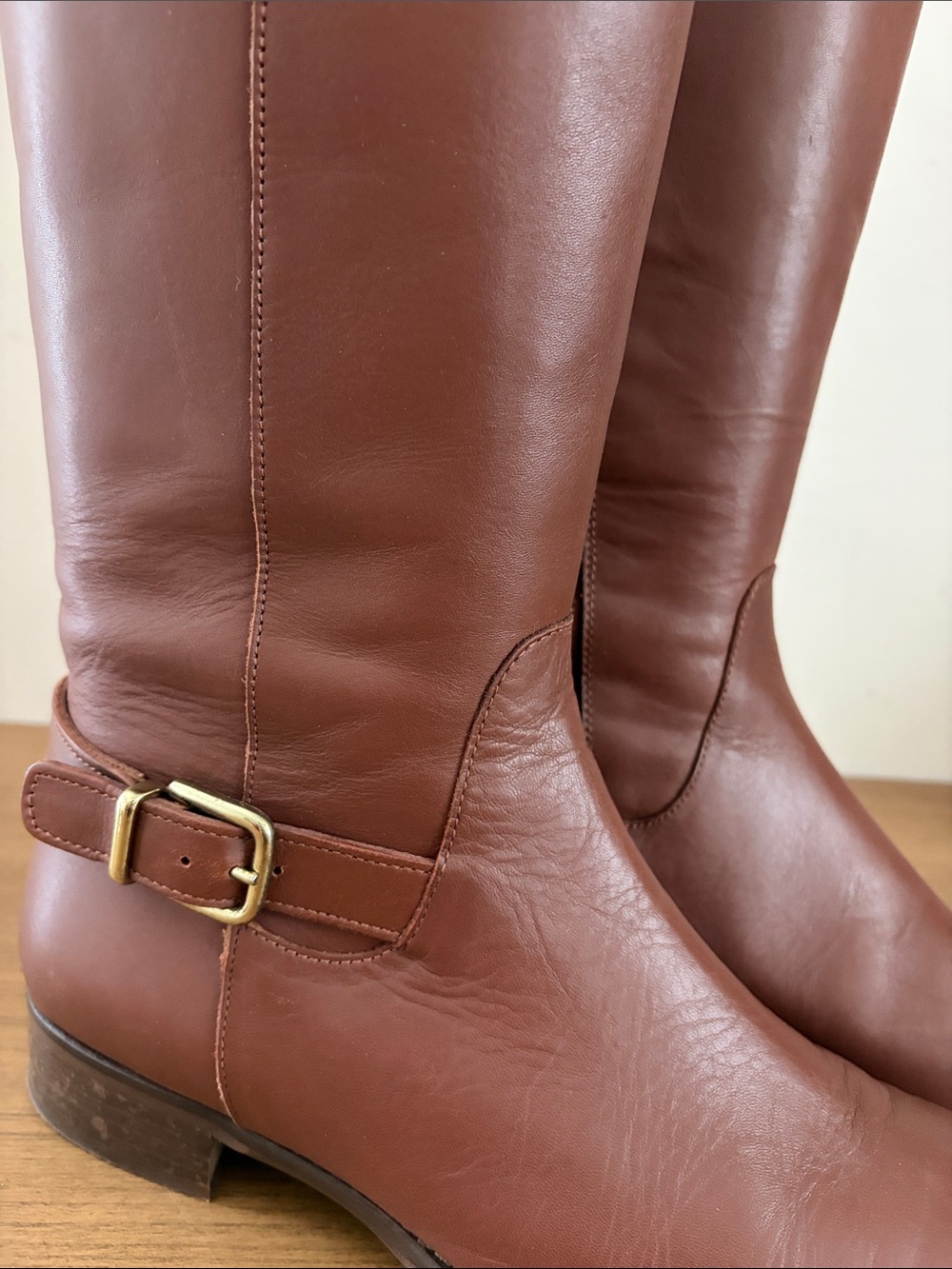 J. Crew Buckle Leather Boots Kindling Brown - Picture 3 of 9